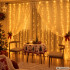 Jõuludeks mõeldud LED-valguskardin aknale, soe valge, USB, puldiga, 300 LED, 3 m