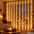 Jõuludeks mõeldud LED-valguskardin aknale, soe valge, USB, puldiga, 300 LED, 3 m