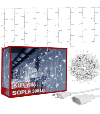 LED-valguskardin jääpurikatega, 300 LED, külmvalge, sise- ja väliskasutuseks, 10 m