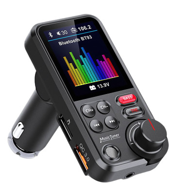 Bluetooth 5.0 FM-saatja, käed-vabad süsteem, USB, QC, TF, bass, LCD, 12–24 V