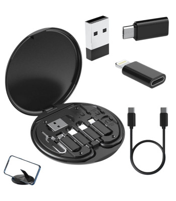 5-ühes telefoniadapterite komplekt SIM-kaardi nõela, USB-C-kaabli ja hoiukarbi ning Lightning-, micro-USB- ja USB-A-adapteritega