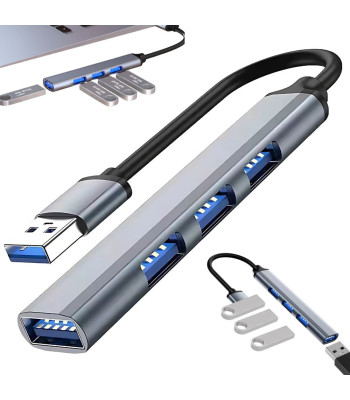 USB-jaotur 4 pordiga, USB 3.0 ja USB 2.0, hõbedane, 16 × 85 × 8,5 mm