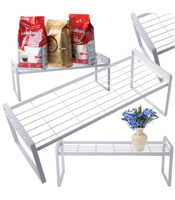 Valge metallist ühetasandiline köögiriiul-organiseerija, 51,5 × 21 × 18,5 cm