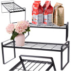 Ühetasandiline metallist köögiriiul-organiseerija maitseainetele, must, 51,5 × 18,5 × 21 cm