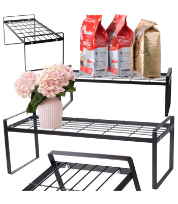 Ühetasandiline metallist köögiriiul-organiseerija maitseainetele, must, 51,5 × 18,5 × 21 cm