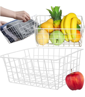 Suur valge metallist traatkorv kööki ja koju – 28,5 × 22 × 12 cm
