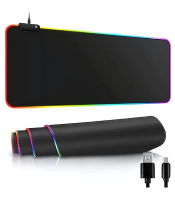 RGB-valgustusega mängurihiirematt, USB-toitega, must, XL, 80 × 30 × 0,4 cm