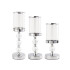 Glamuurstiilis küünlalaternate komplekt, metallist ja kristallklaasist, kroomitud, 3 tk