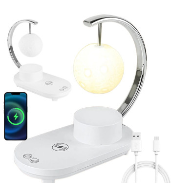 RGB-öölamp kuulambiga, juhtmevaba laadija ja Bluetooth-kõlariga, 10 W