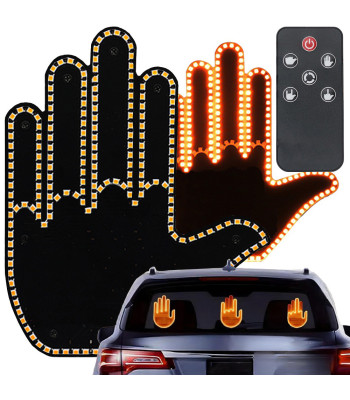 LED-žestivalgusti auto tagaklaasile, puldiga, keskmise sõrme žest – 14,5cm x 11,5cm