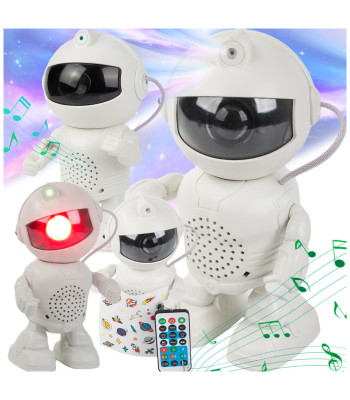 Astronaudi kujuline tähistaeva projektor, öölamp Bluetooth-kõlari ja puldiga, 20 × 11 × 9 cm