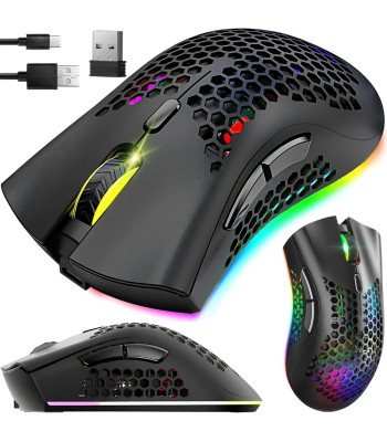 Juhtmevaba mängurihiir optilise sensori ja RGB-valgustusega, 2,4 GHz