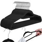 Mustad libisemiskindlad sametkattega riidepuud, 20 tk