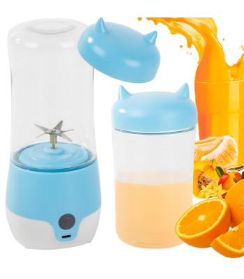 Kaasaskantav juhtmeta USB-smuutiblender joogitopsiga, sinine, 350 ml
