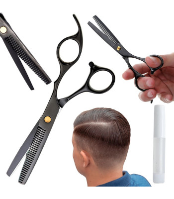 Professionaalsed juuste tekstureerimis- ja harvenduskäärid, mustad, 17 cm
