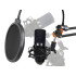 XLR-kondensaatorstuudiomikrofon kardioidse suunadiagrammiga, statiiv ja pop-filter