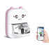 Roosa juhtmevaba minitermoprinter fotode, märkmete ja etikettide printimiseks, 11cm x 8cm x 4cm