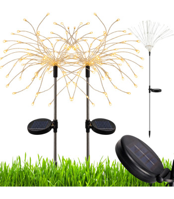 Päikesepatareiga LED-aiavalgustid ilutulestiku efektiga, soe valge, 2 tk, 70 cm