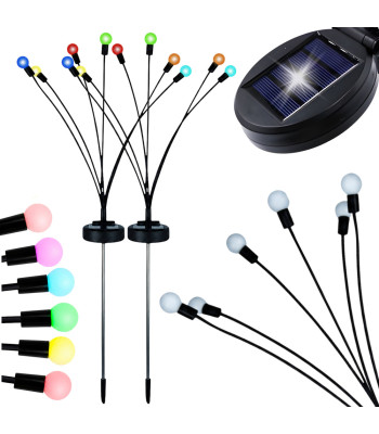 Päikesepatareiga RGB-aiavalgustid dekoratiivsete kuulidega, 2 tk, 70 cm