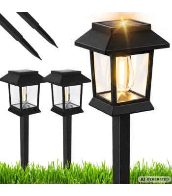 2-osaline päikeseenergial töötavate aiavalgustite komplekt, must, 38 cm