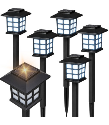Päikesevalgustid aeda, LED-laternad, hämarusanduriga, külm valgus, 6 tk