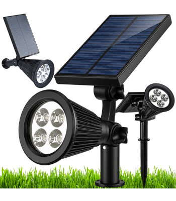 Päikesepaneeliga aia LED-valgusti, maasse torgatav või püsivalt paigaldatav, hämaralüliti, 4 LED-i, 3 režiimi