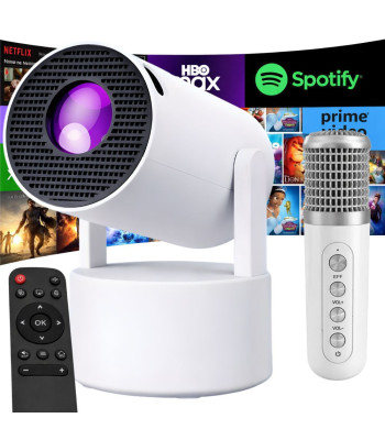 Android TV LED-projektor WiFi, kõlari ja Bluetooth-mikrofoniga HY-300 PRO