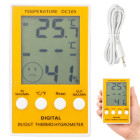 Digitaalne termomeeter-hügromeeter LCD-ekraani ja sondiga, kollane-valge, 6 × 10 cm