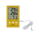Digitaalne termomeeter-hügromeeter LCD-ekraani ja sondiga, kollane-valge, 6 × 10 cm