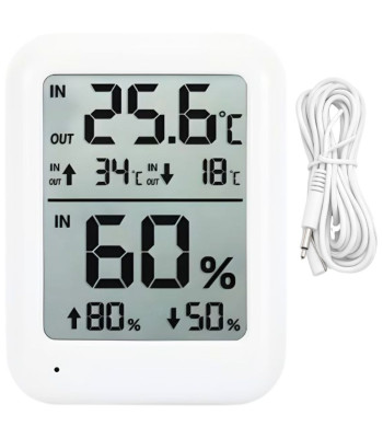 LCD-ilmajaam termomeetri ja hügromeetriga, sise- ja välistemperatuuri mõõtmiseks