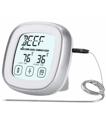 Digitaalne lihatermomeeter sondiga, puutetundliku LCD-ekraaniga