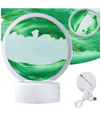 Liikuva liivaga 3D-dekoratiivlamp lauale, USB, LED RGB
