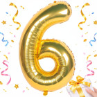 Kuldne fooliumõhupall number 6 sünnipäevaks ja peoks, 66 cm