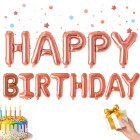 Roosa HAPPY BIRTHDAY fooliumõhupallide vanik, 13 tk