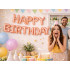 Roosa HAPPY BIRTHDAY fooliumõhupallide vanik, 13 tk