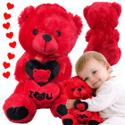 Punane plüüsist kaisukaru südamega „I LOVE YOU” – kingituseks, 30cm x 18cm