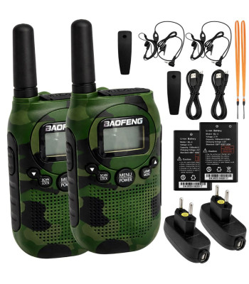 Baofengi raadiosaatjate komplekt, 2 tk, LED-taskulamp, kuni 2 km, 1500 mAh, BF-T6