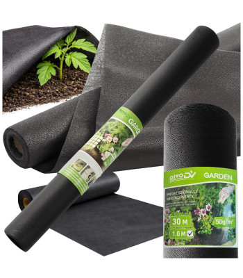 Must umbrohutõkke- ja multšikangas DIVODV, 50 g/m², 1 × 30 m