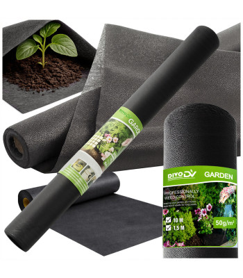 Must umbrohutõkkekangas DIVODV, 50 g/m², 1,5 m x 10 m
