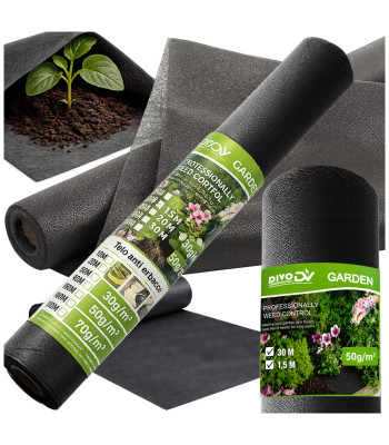 Umbrohutõrje- ja multšikangas DIVODV, must, 50 g/m², 1,5 m × 30 m