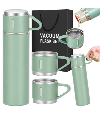 Matkatermos 3 tassiga, roostevaba teras SUS 304, roheline, 400 ml