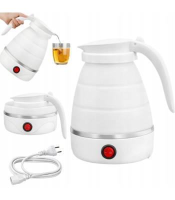 Kokkupandav silikoonist reisiveekeetja, valge, 0,6 l