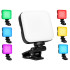 Mini RGB LED-valgusti foto- ja videovõteteks, klambri ja 1/4'' keermega, 3000K–6500K, 5,5 W, 150°