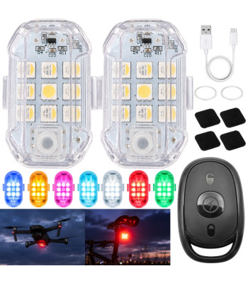 Juhtmevabad LED-stroboskooplambid, 7 värvi, kaugjuhtimispuldiga, 2 tk