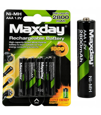 Laetavad Ni-MH-akud, AAA, 4 tk, 1,2 V, 2800 mAh