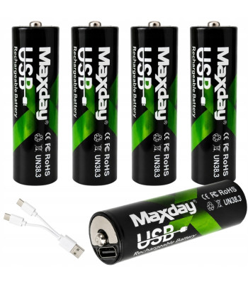 Laetavad AA Li-ion akud USB-C laadimisega, 4 tk, 1466 mAh, 1,5 V