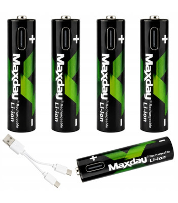 Laetavad Li-ion akud USB-C laadimisega, 1,5 V, 440 mAh, 4 tk, AAA