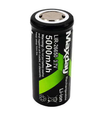 Liitiumioonaku 5000 mAh, 3,7 V, 1 tk – 26650