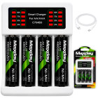 Maxday akulaadija LED-laadimisnäidiku ja USB-C-kaabliga, komplektis 4 akut, AA/AAA