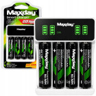 Maxday LCD-ekraaniga akulaadija, 4 AA-akut ja USB-C-kaabel, AA/AAA